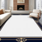 Dark Blue Golden Scroll Border Rug