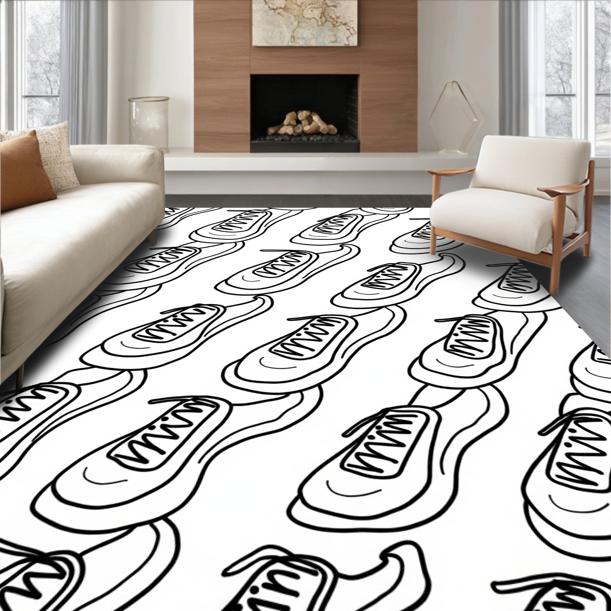 Athletic Shoe Pattern Print Rug