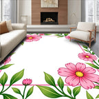 Pink Floral Vine Pattern Rug
