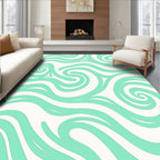 Swirling Aqua Line Art Pattern Rug