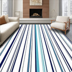 Navy Blue Aqua Vertical Stripe Pattern Rug