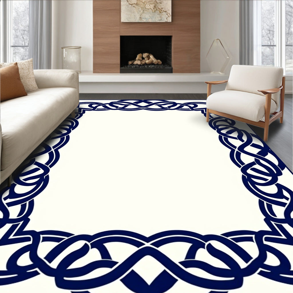 Intricate Interlocking Knot Border Design Rug