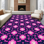 Fuchsia Floral Pattern Design Rug