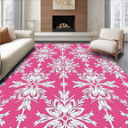 Fuchsia White Ornate Medallion Floral Rug