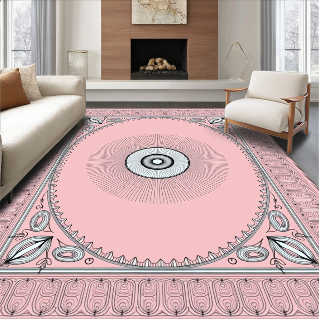 Pink Geometric Eye Pattern Rug