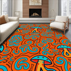 Retro Mushroom Swirls Pattern Design Rug