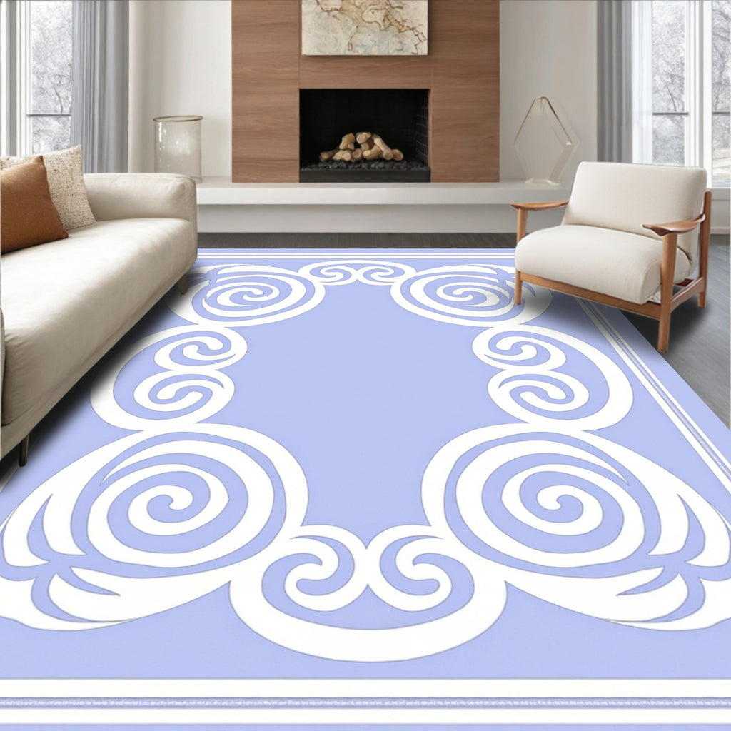 Scrolling Curves Lace Inspired Design Rug