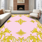 Gold Baroque Floral Pattern Rug