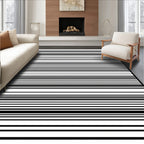 Minimalist Black White Linear Rug