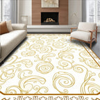 Golden Scrollwork Vine Pattern Rug
