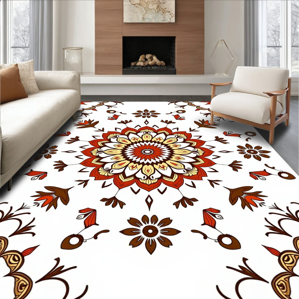 Traditional Mandala Floral Pattern Rug