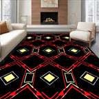 Bold Red Yellow Diamond Pattern Rug