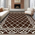 Classic Lattice Pattern With Ornate Border Rug