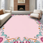 Whimsical Floral Swirl Border Pattern Rug