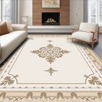 Ornate Floral Cream and Gold Pattern Rug