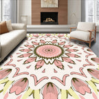 Floral Mandala Design with Pink Petals Rug