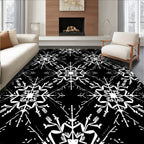 Monochromatic Snowflake Geometric Overlay Rug