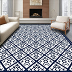 Indigo Geometric Diamond Pattern Rug