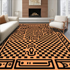 Bold Checkered Maze Linear Design Rug