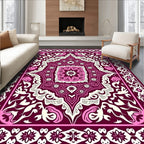 Plum Pink Floral Mandala Rug