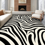 Bold Black Cream Zebra Print Rug
