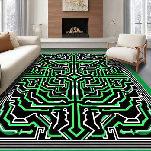 Abstract Circuit Board Pattern Rug