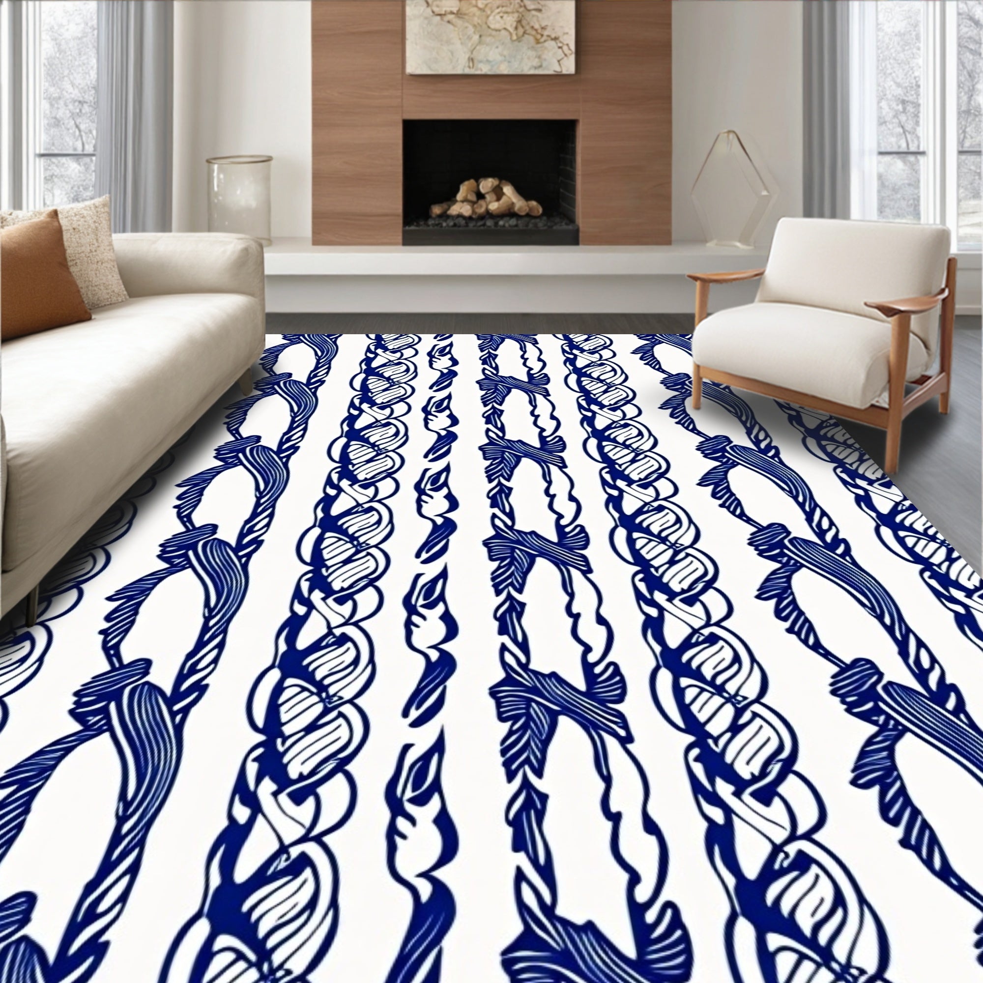 Classic Knotted Rope Pattern Rug
