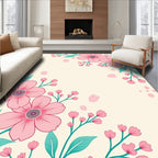 Pink Blossom Branch Floral Pattern Rug