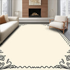 Ornate Black Scroll Floral Design Rug
