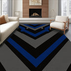 Bold Blue Black Grey Chevron Pattern Rug