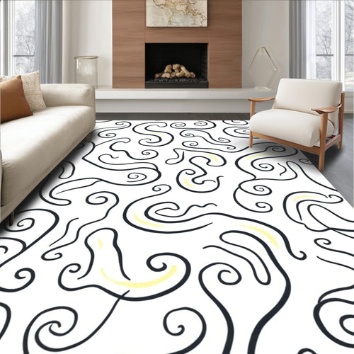 Abstract Swirl Pattern With Yellow Accents Rug