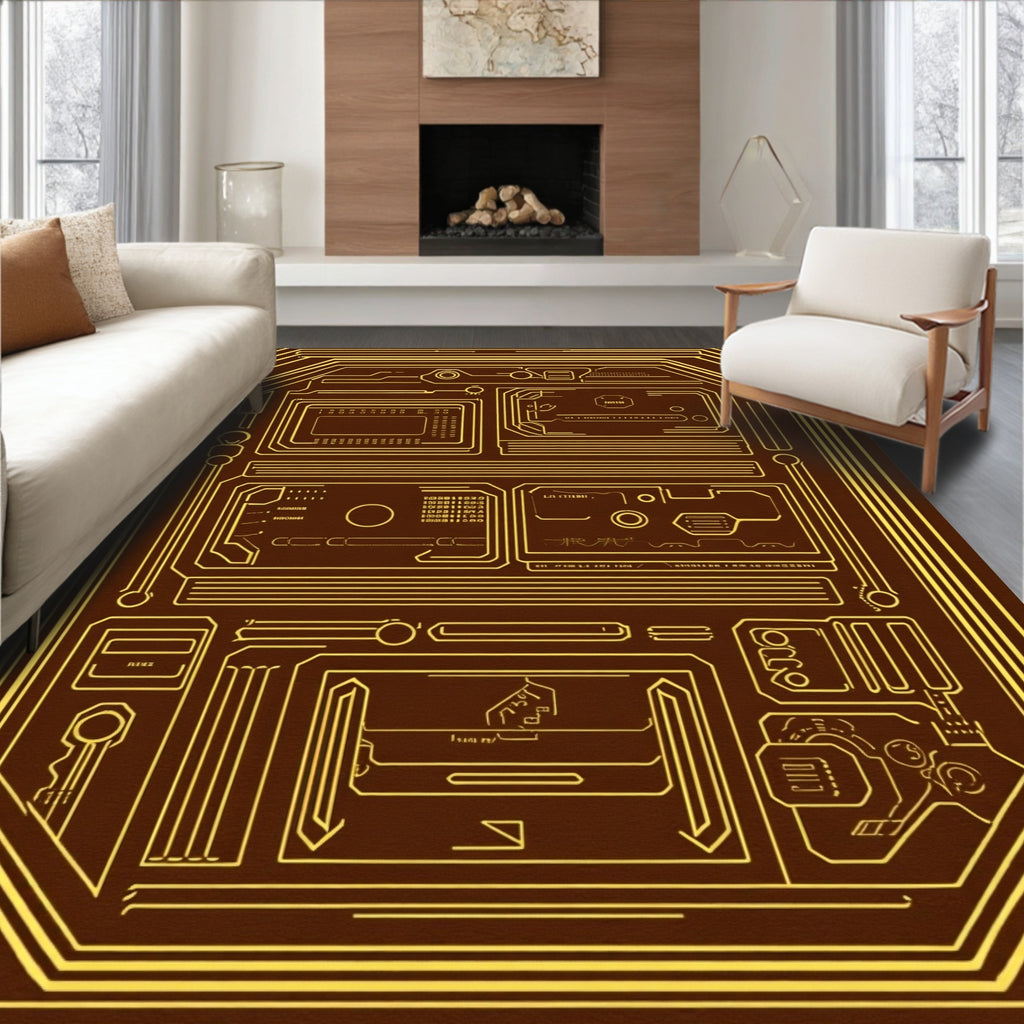 Futuristic Circuit Board Design Rug