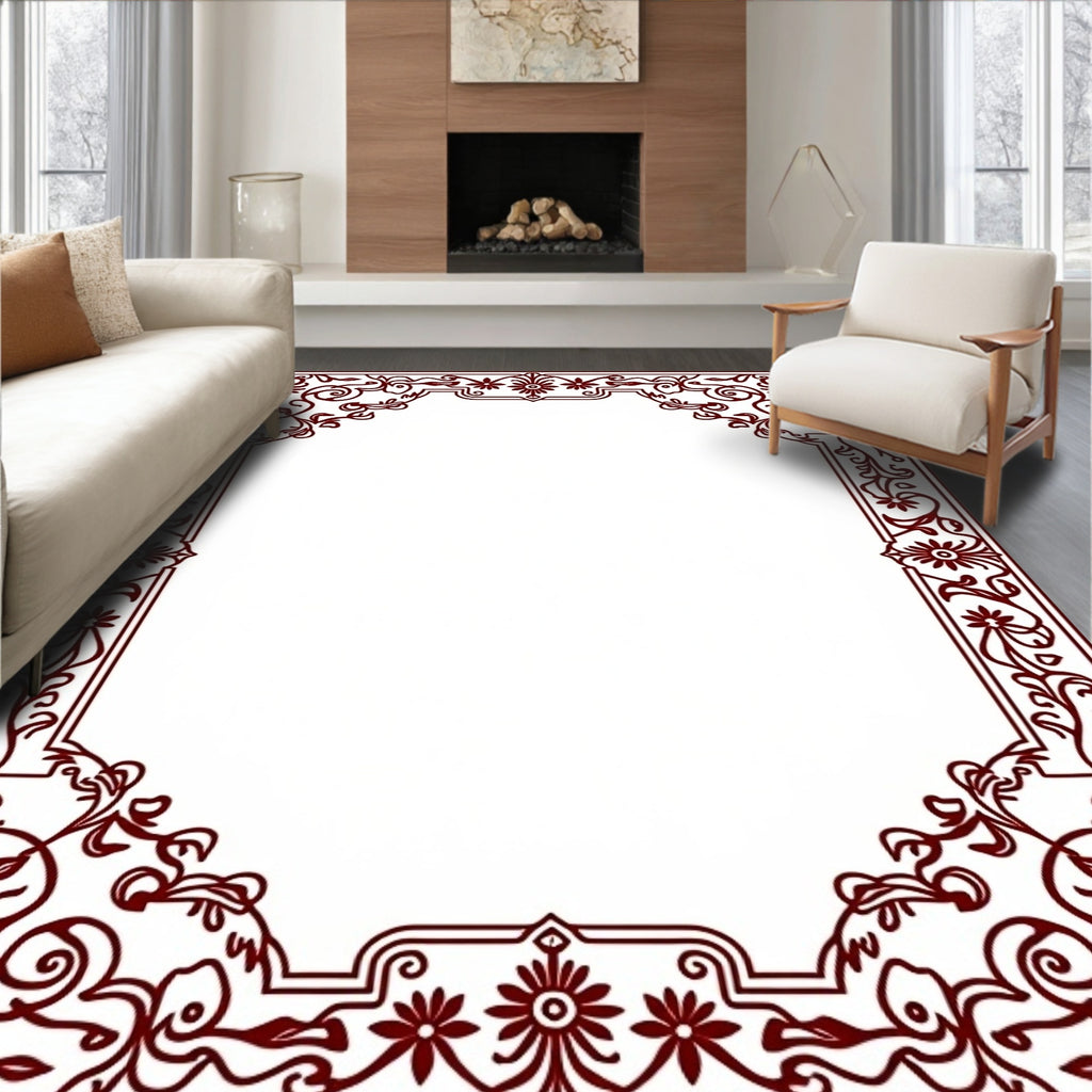 Elegant Floral Scrollwork Frame Design Rug