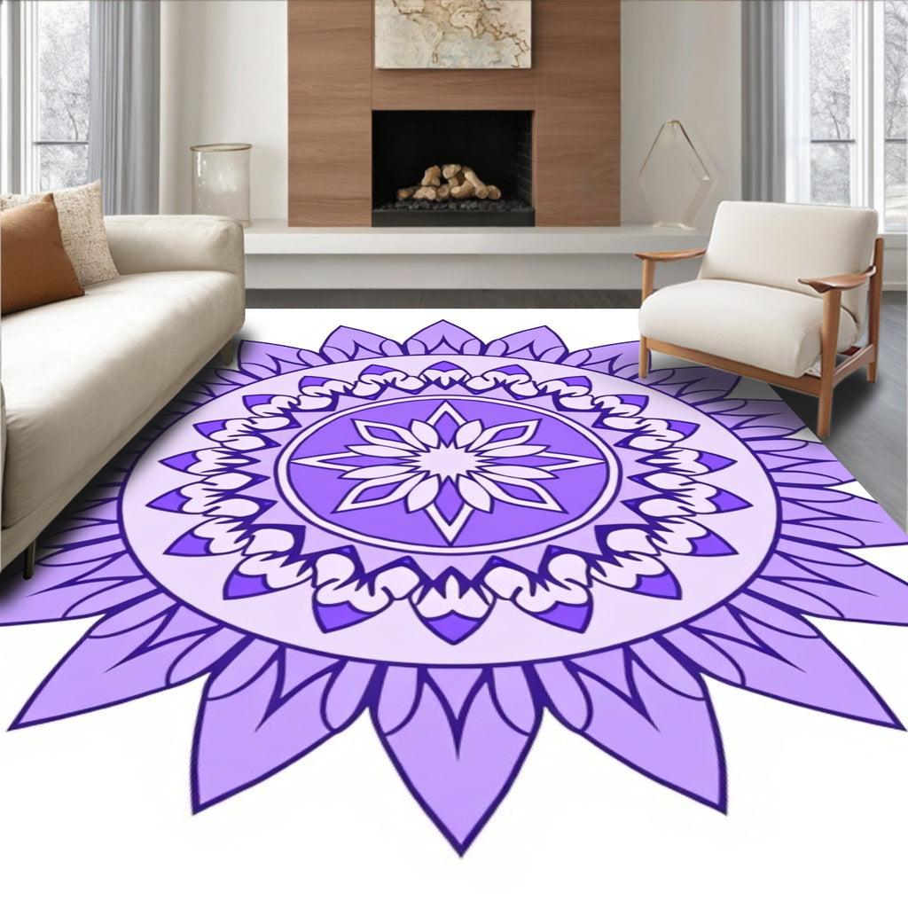 Purple Mandala Style Floral Rug