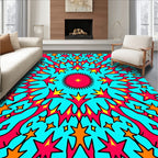 Vibrant Starburst Kaleidoscope Rug