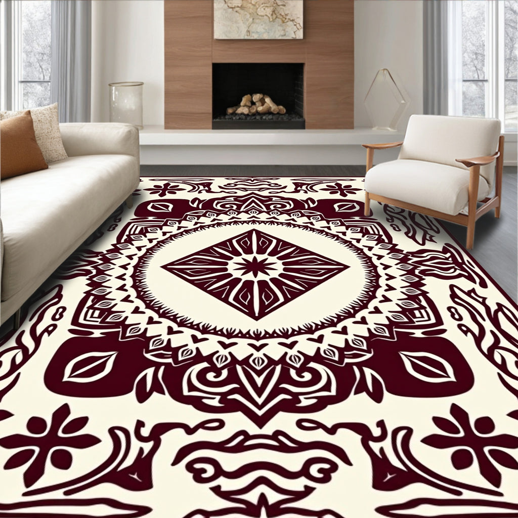 Ornate Tribal Diamond Mandala Rug