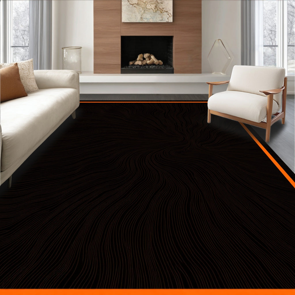 Abstract Swirls Dark Organic Pattern Rug