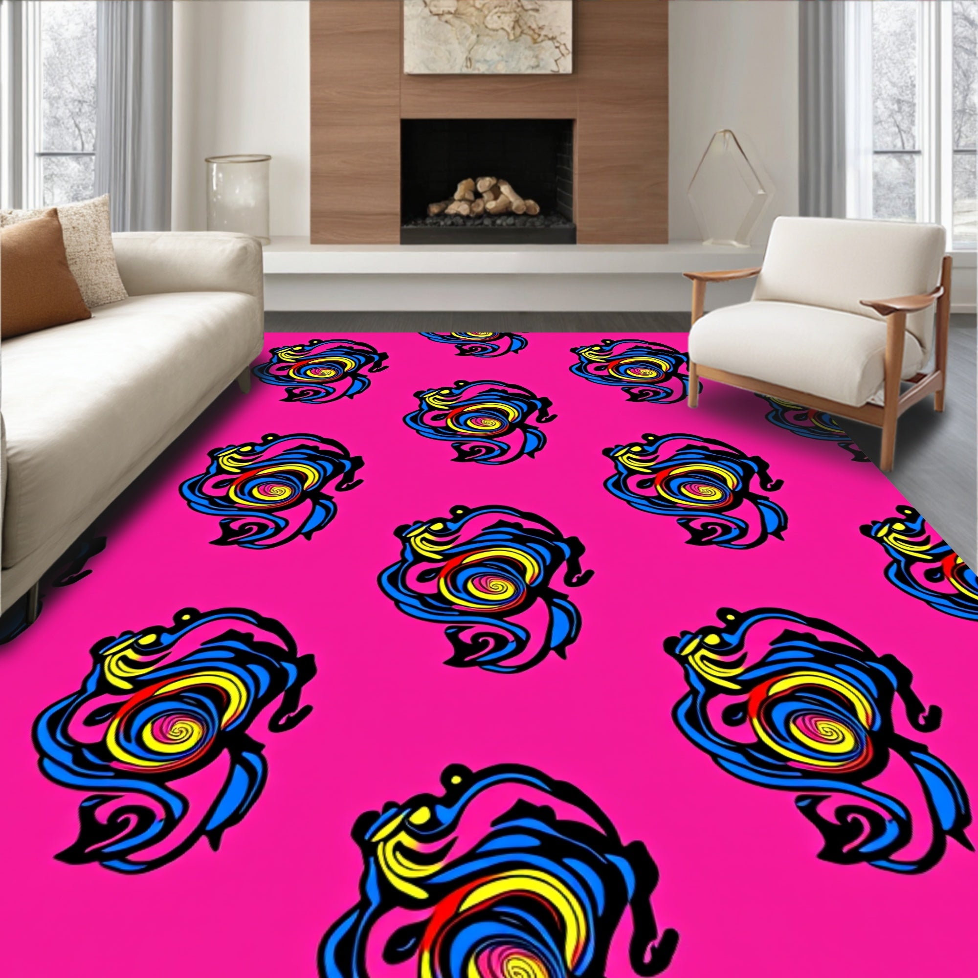 Bold Abstract Swirl Pattern Design Rug