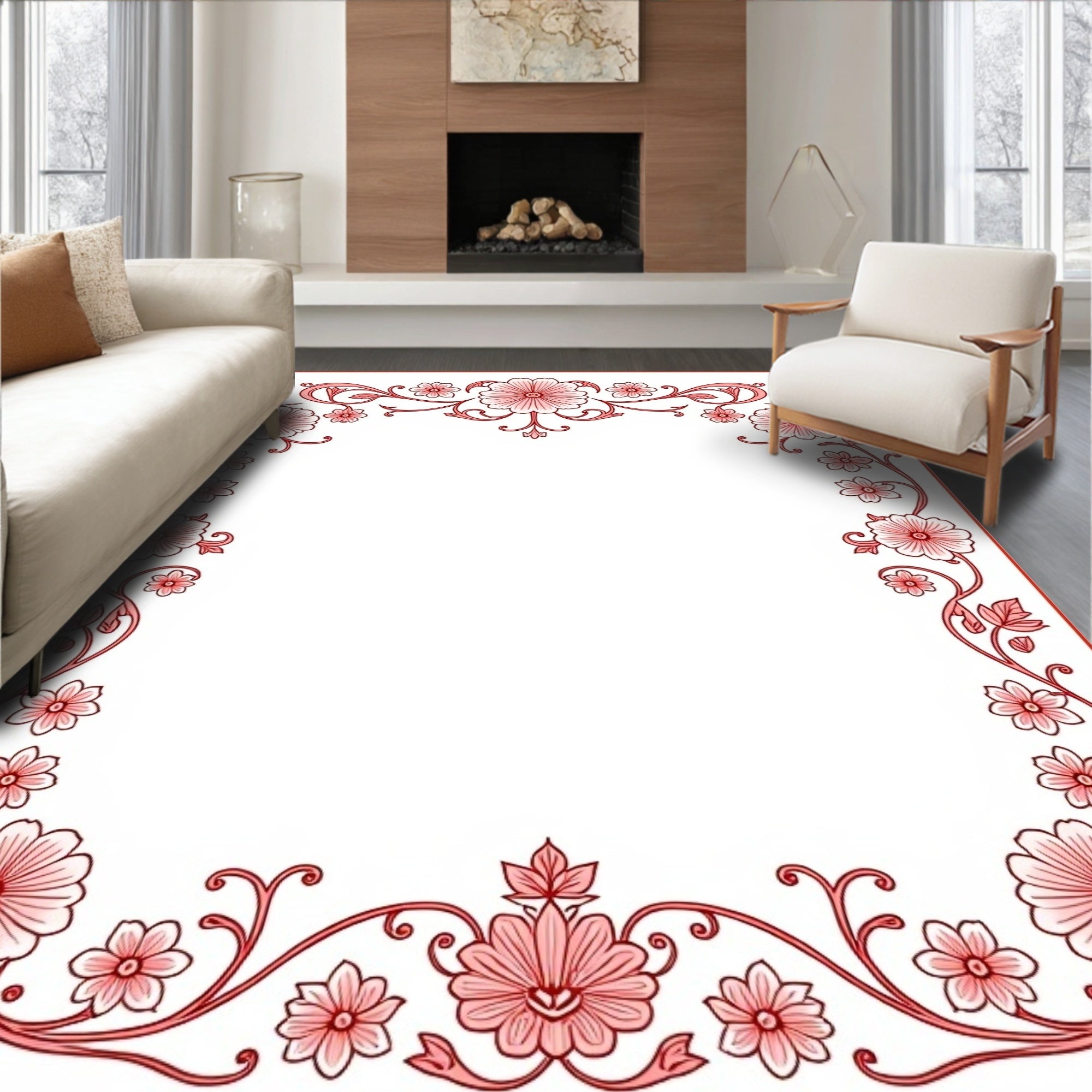 Elegant Floral Vine Pattern Rug