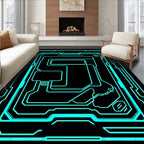 Neon Circuit Board Pattern Rug