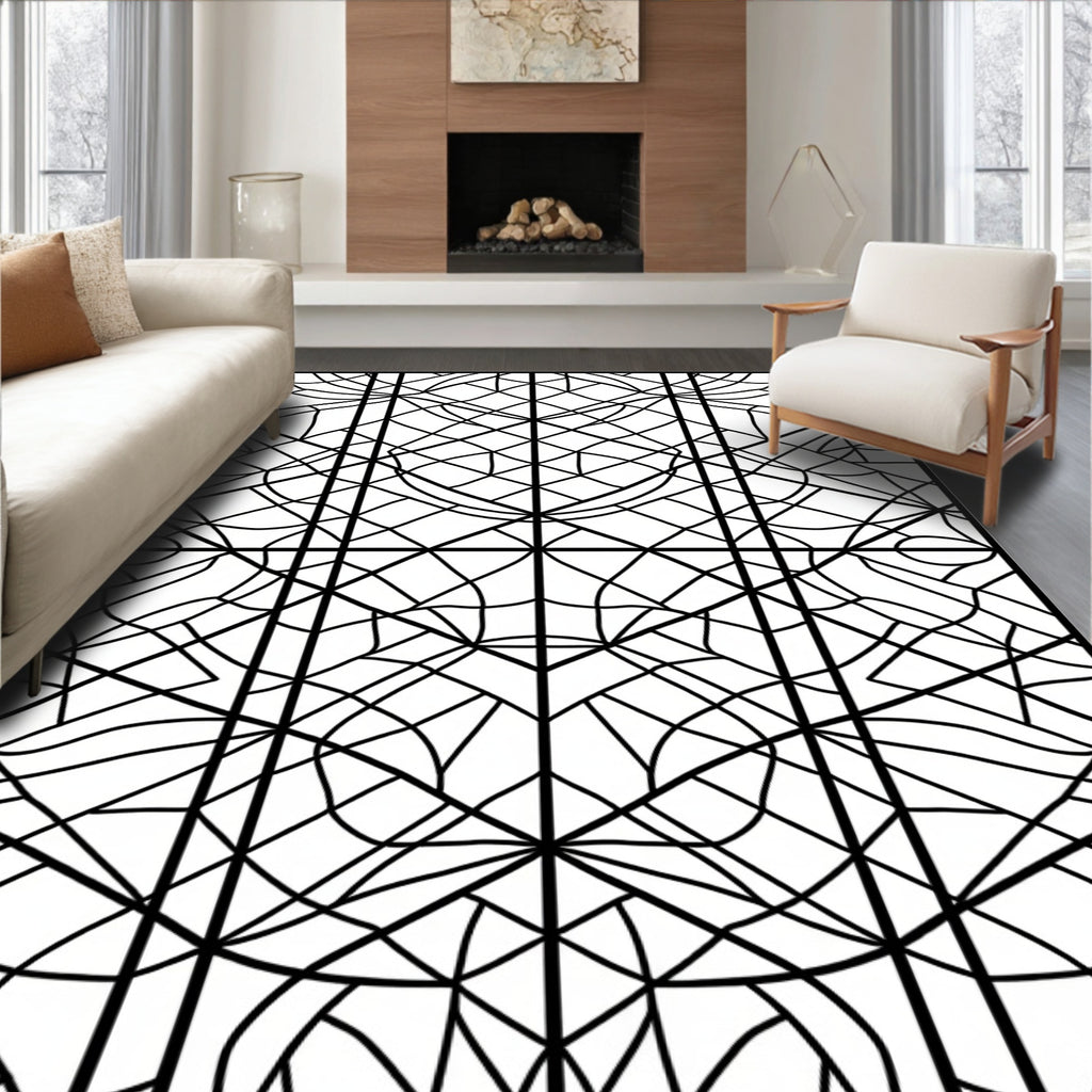 Abstract Intersecting Lines Geometric Pattern Rug