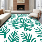 Teal Branch Patterned Abstract Rug
