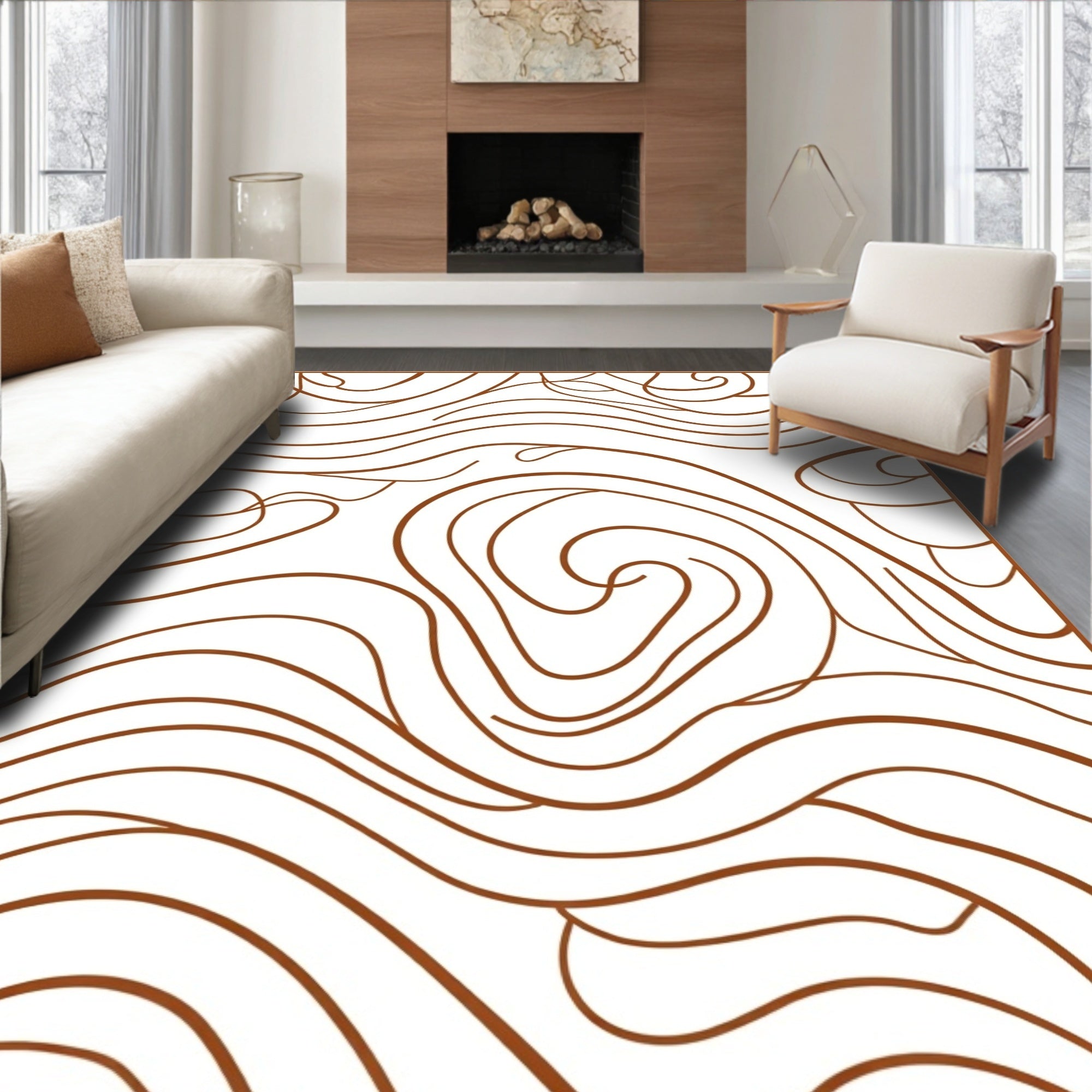 Abstract Wavy Strokes Design Rug