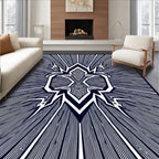 Bold Geometric Black and White Abstract Design Rug