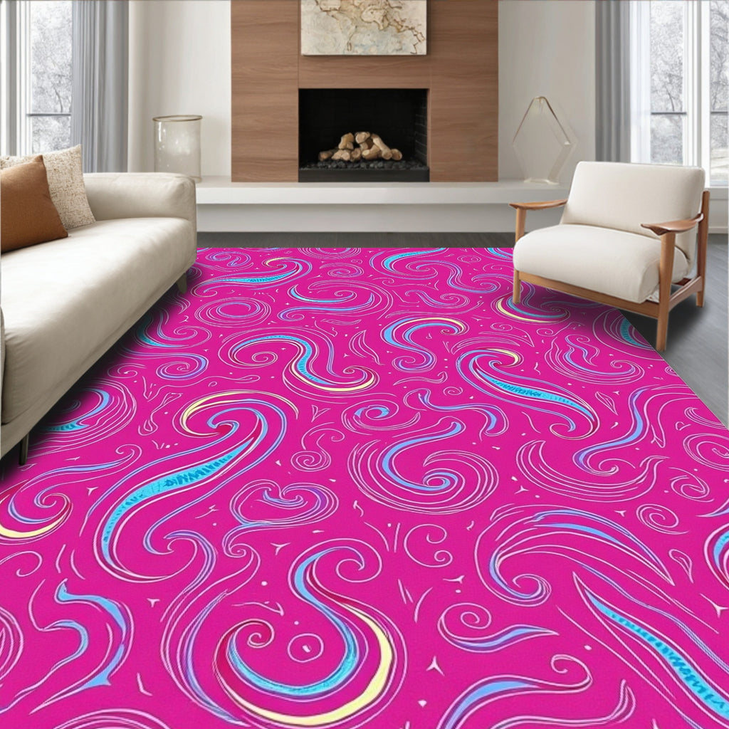 Swirls Curls Abstract Pattern Design Rug