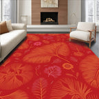 Botanical Fan Floral Red Design Rug