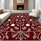 Deep Red Ornament Garland Botanical Rug