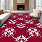 Crimson Interlocking Starburst Pattern Rug