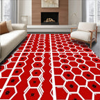 Red Hexagonal Star Pattern Rug