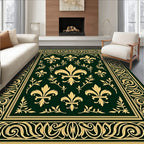 Ornate Fleur de Lis Border Pattern Rug